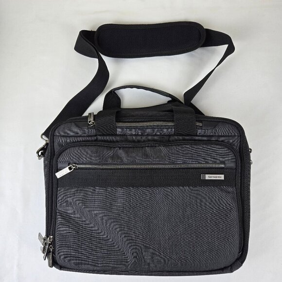 Samsonite Gray Computer Laptop Travel Bag Double Handles Detachable Strap - Picture 1 of 16